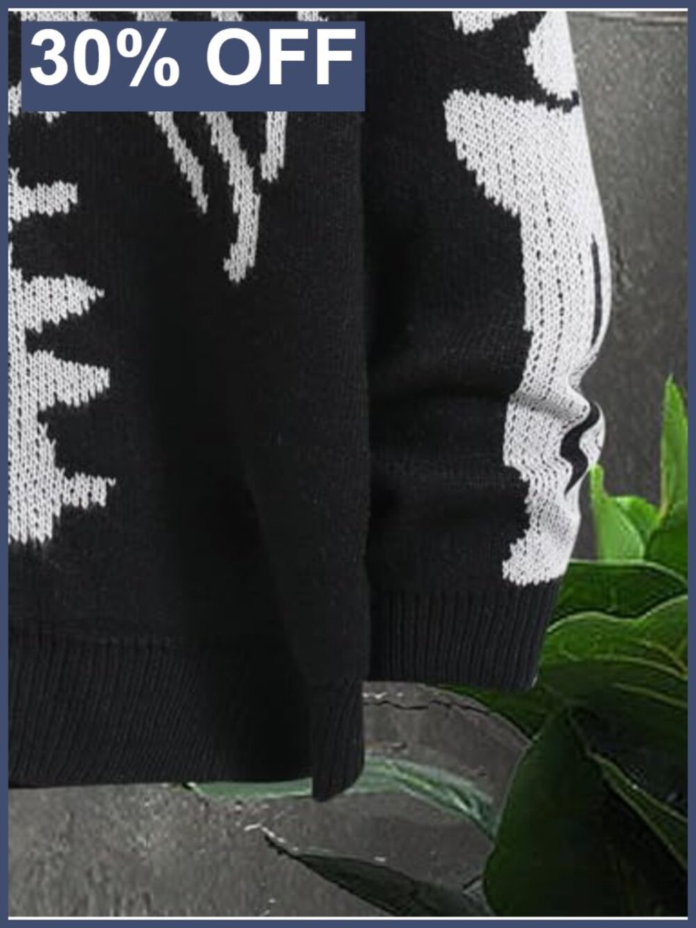 Men's Skeleton Pattern Knitted Cardigan Sweater - Picture 4 of 5